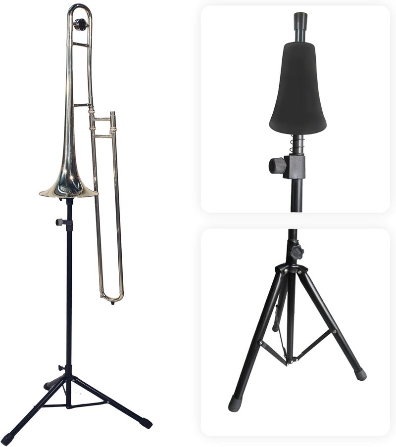 STRONGBERRY Trombone Stand & Trumpet Stand, Retractable Height Adjustable with Non-Slip Base, Foldable Triangle Design for Standard Brass Instruments - Image 1